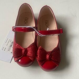 Mary Jane  patent leather with Red sparky Bow Kids girl Shoes sz 10 new